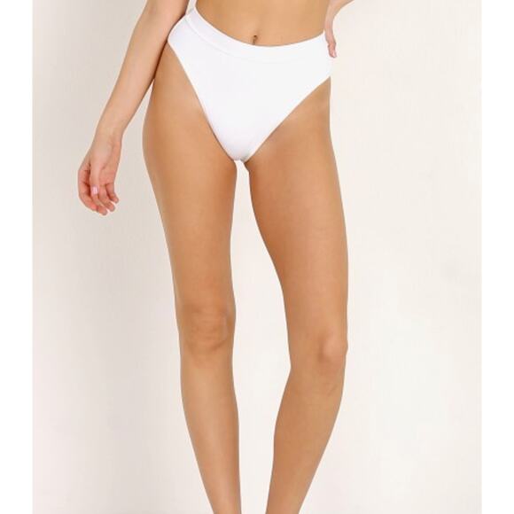 L Space Frenchi Bikini Bottom and Gemma Top White Ribbed Bikini XS - Picture 5 of 8